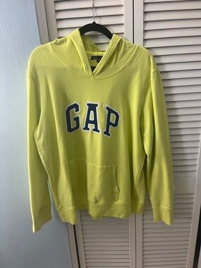 GAP Lime Yellow Pullover Hoodie with Navy Appliqué